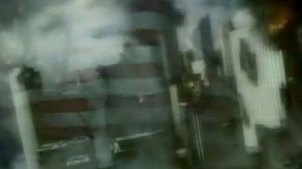 Płonąca amerykańska metropolia - kadr z północnokoreańskiego filmu propagandowego