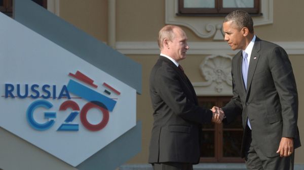 Władimir Putin i Barack Obama podczas szczytu G20