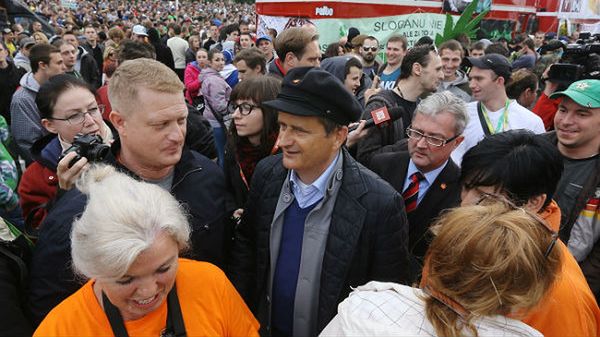 Lider Ruchu Palikota Janusz Palikot na Marszu Wyzwolenia Konopi