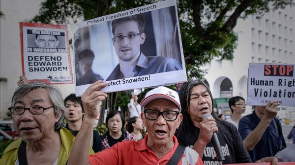 Demonstracja w obronie Snowdena w Hongkongu