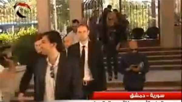 Międzynarodowa delegacja w obiektywie proreżimowej syryjskiej telewizji