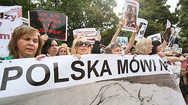 Protest przeciwko legalizacji uboju rytualnego