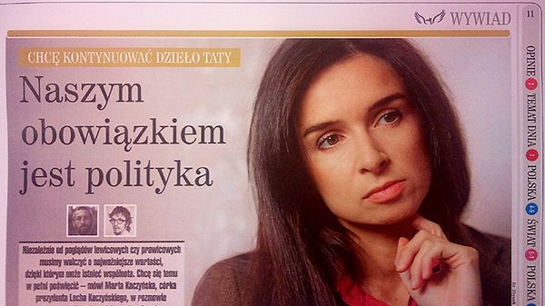 Wywiad z Martą Kaczyńską w "Gazecie Polskiej Codziennie".
