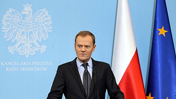 Premier Donald Tusk podczas konferencji prasowej