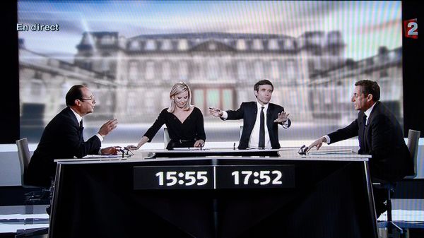 Ostra wymiana zdań między Sarkozym i Hollande'em w telewizyjnym studiu