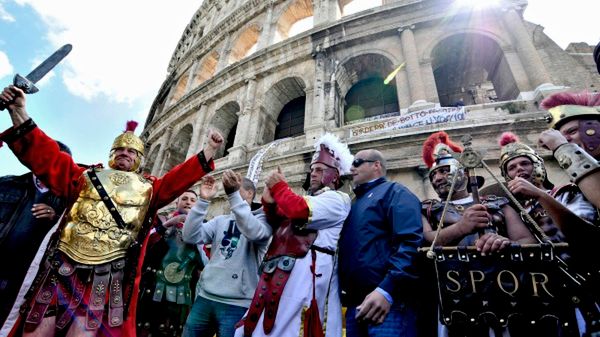 Protest gladiatorów przed Koloseum