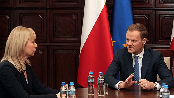 Spotkanie premiera Donalda Tuska z minister rozwoju regionalnego Elżbietą Bieńkowską.