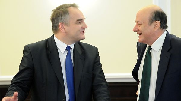 Wicepremier, minister gospodarki Waldemar Pawlak i minister finansów Jacek Rostowski