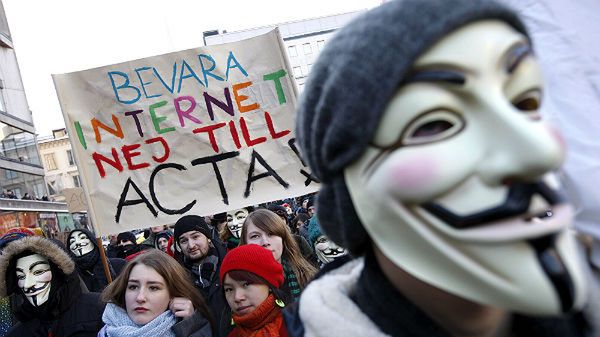 Protest przeciwko wprowadzeniu porozumienia ACTA
