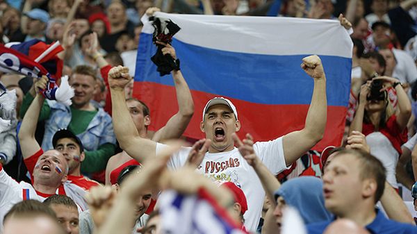 Kibice podczas meczu Rosji i Czech