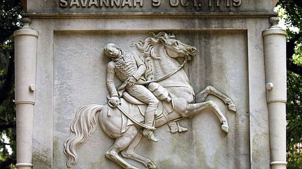 Płaskorzeźba ukazująca ostatnią bitwę gen. Kazimierza Pułaskiego