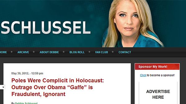 Fragment strony internetowej amerykańskiej dziennikarki Debbie Schlussel