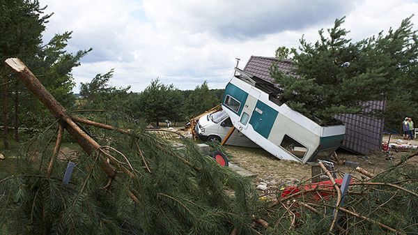 Zniszczenia w miejscowości Wycinki w woj. pomorskim