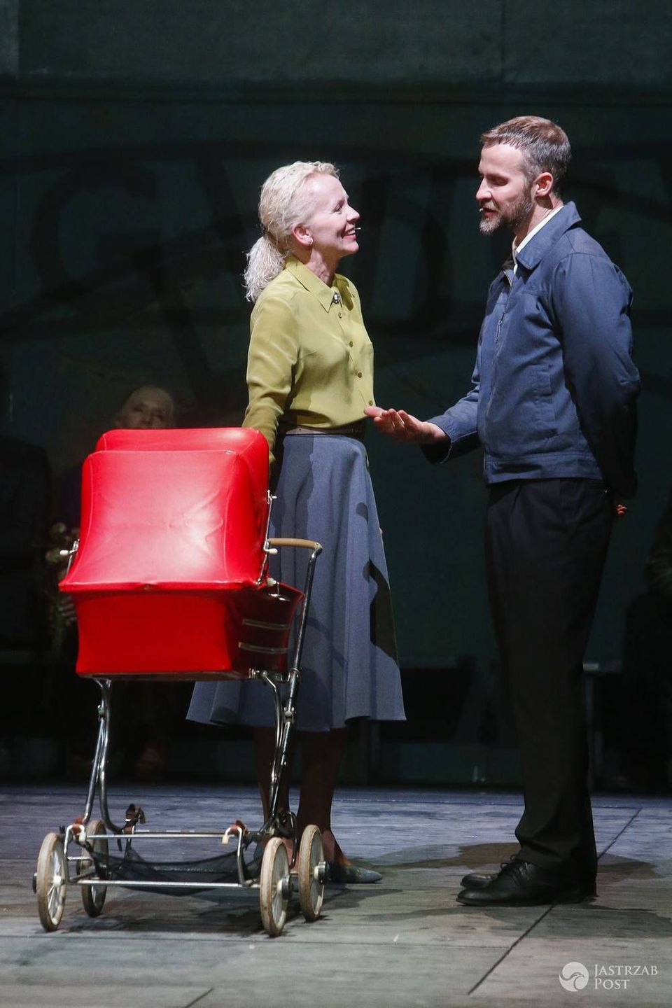 Agnieszka Krukówna i Bartosz Porczyk na próbie spektaklu Dogville