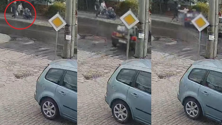 O włos od tragedii. Auto wjechało w wózek z dzieckiem