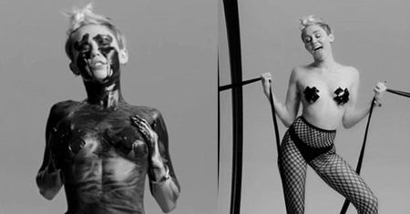 Miley oblana farbą i z zaklejonymi sutkami (ZDJĘCIA)