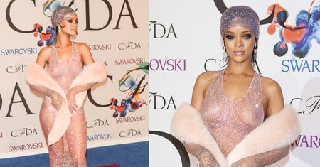 Rihanna pokazała sutki na gali... CZY TO JEST JESZCZE "SUKNIA"?