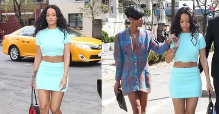 Rihanna w pastelowym komplecie! SEKSOWNA?