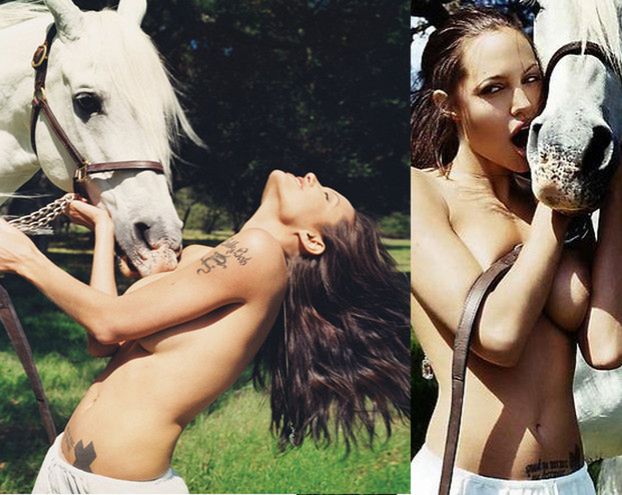 Angelina Jolie TOPLESS Z KONIEM do kupienia! Za 150 000 zł!