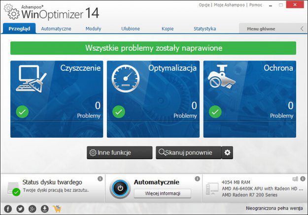 Ashampoo WinOptimizer 14 - automatyczna optymalizacja wydajności systemu
