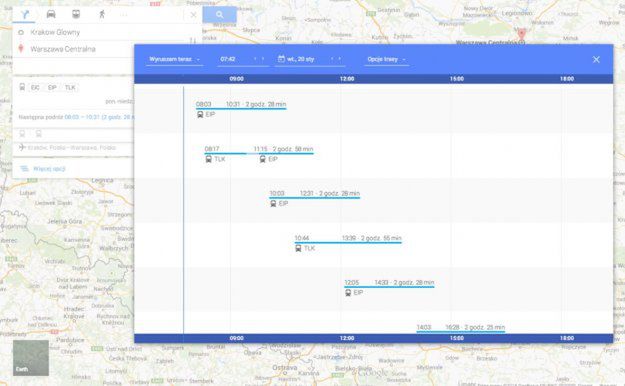 PKP Intercity w Google Maps
