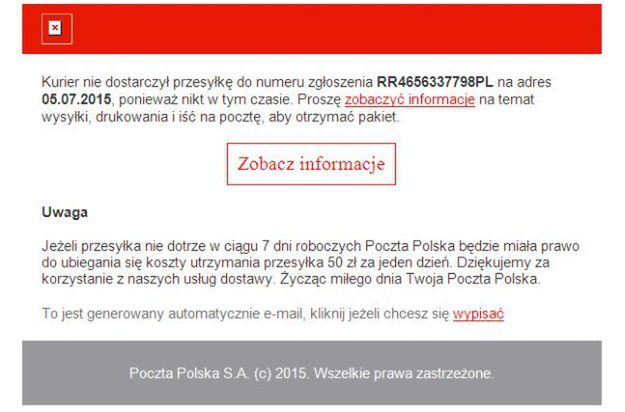 Cyberoszuści podszywają się pod Pocztę Polską