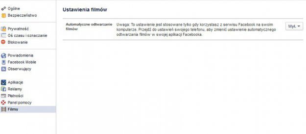 Facebook - jak wyłączyć automatyczne odtwarzanie filmów?