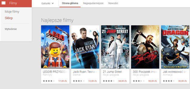 Usługa Google Filmy dostępna w Polsce