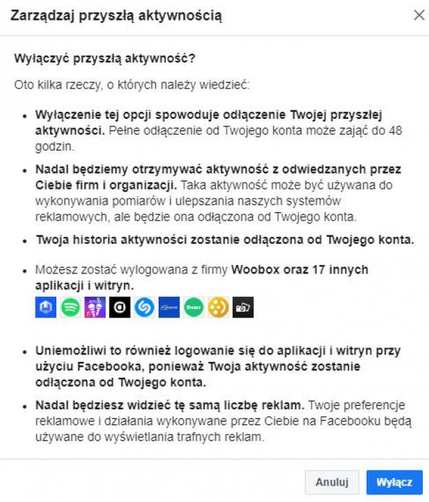 Ogranicz dane udostępniane poza Facebooka