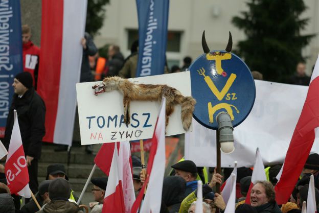 Wypchany lis i klatka na marszu PiS-u w Warszawie. Dziennikarz odpowiada: ot, lepszy sort Polaków
