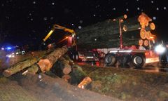 Tragiczne wypadki w Wielkopolsce. Koło Rawicza z naczepy tira spadły drewniane kłody, przygniatając jadące z tyłu auto