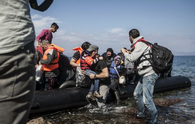 Uchodźcy na Lesbos w październiku 2015