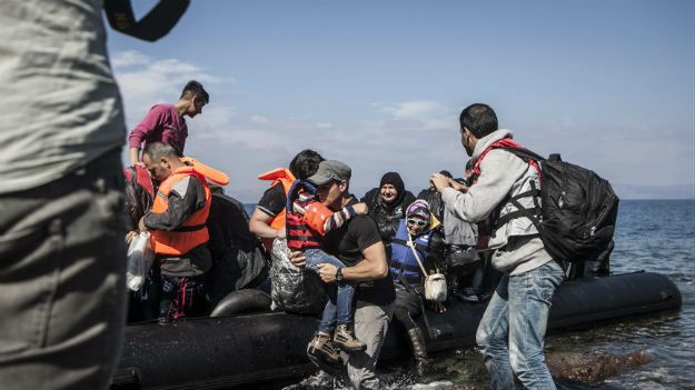 Uchodźcy na Lesbos w październiku 2015