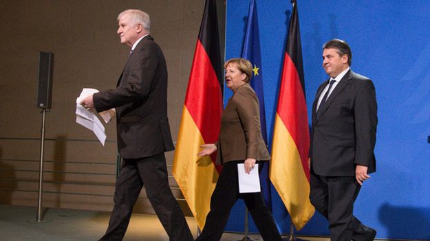 Angela Merkel z liderami CSU i SPD