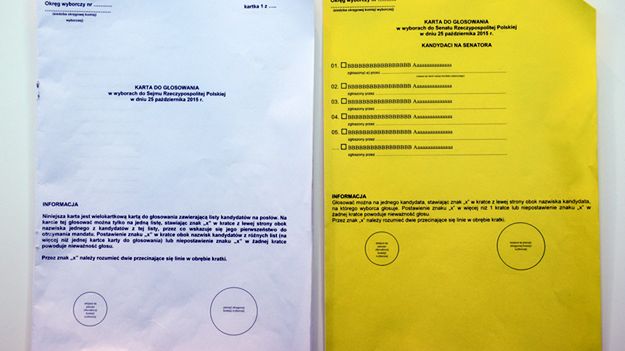Wzory kart do głosowania w wyborach do Sejmu i Senatu.