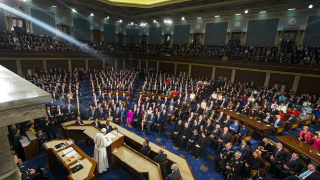 Papież przemawiający w Kongresie