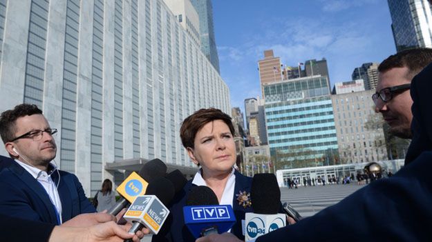 Premier Beata Szydło podczas spotkania z dziennikarzami w Nowym Jorku