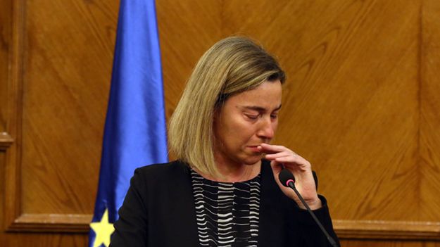 Federica Mogherini na konferencji prasowej w  w Ammanie.