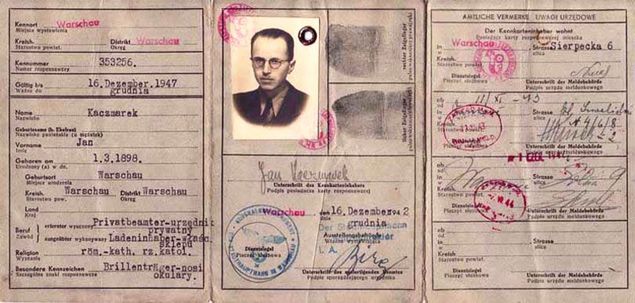 Fałszywa kenkarta mjr. Macieja Kalankiewicza „Kotwicza” wystawiona na nazwisko Jana Kaczmarka, 1942 r. 