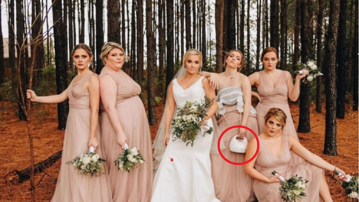 Nietypowe zdjęcie ślubne. Zachowanie druhny zaskakuje