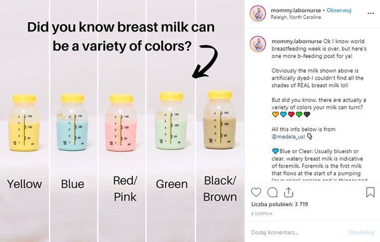 Mleko matki może mieć wszystkie kolory tęczy