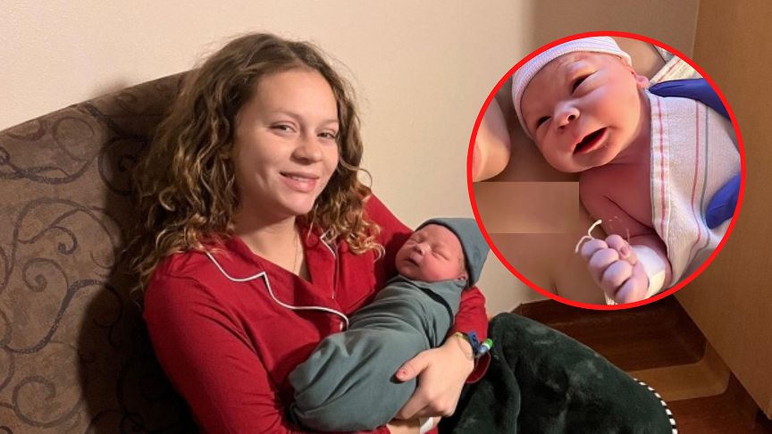 Noworodek trzymał w ręce wkładkę antykoncepcyjną swojej mamy.