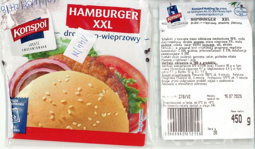 GIS ostrzega przed spożyciem partii hamburgerów produkowanych przez Konspol Holding