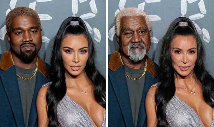Kim Kardasian i Kanye West - Aplikacja FaceApp - Instagram