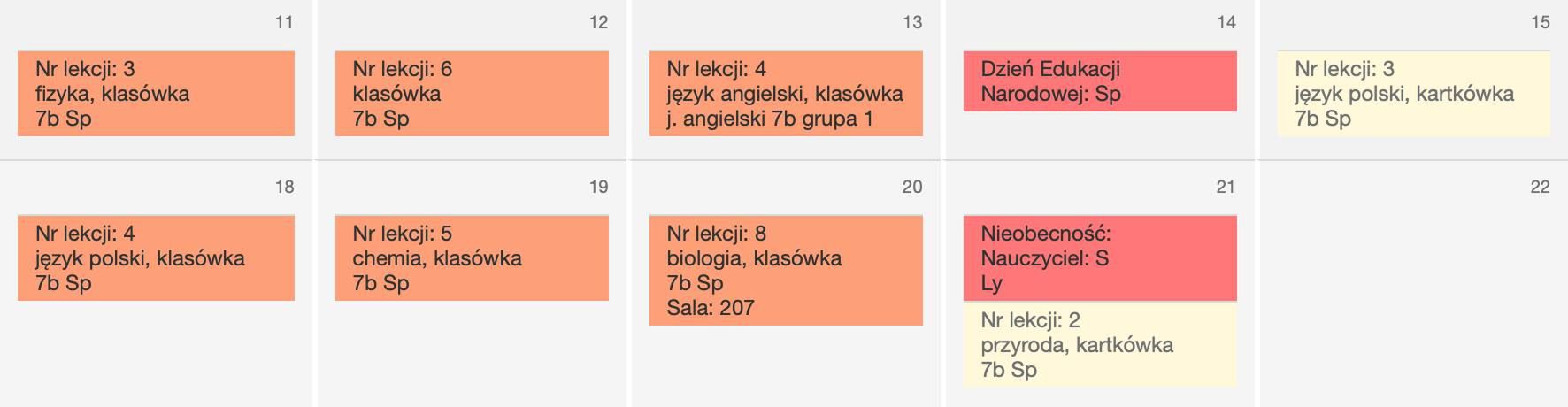 Plan sprawdzianów dla siódmej klasy