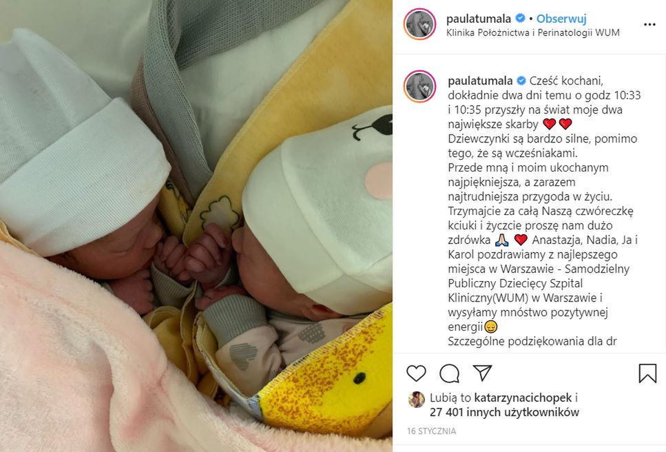 Paula Tumala jest mamą bliźniaczek/paulatumala