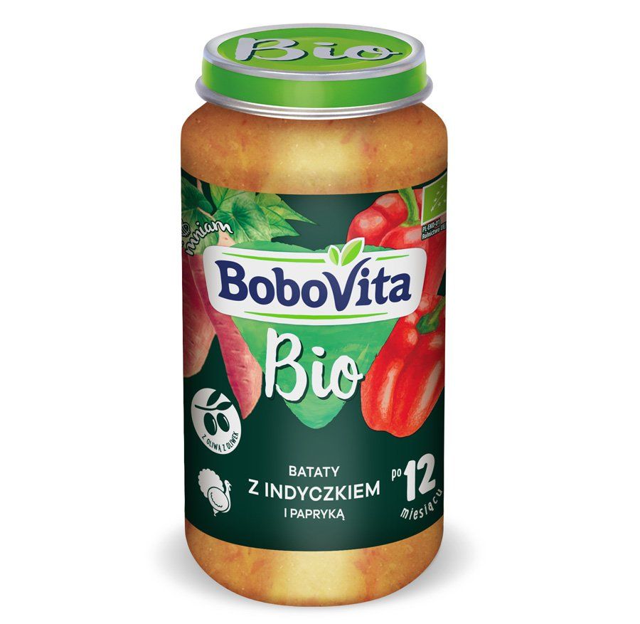 BoboVita Bio bataty z indyczkiem i papryką po 12. miesiącu życia 