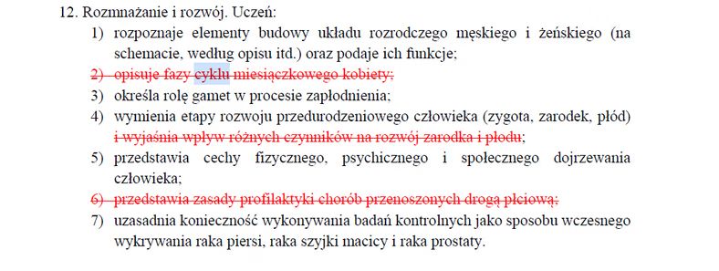 Proponowane zmiany w programie biologii dla szkół podstawowych 