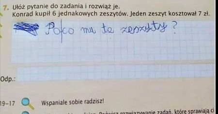 Rodzic opublikował zadanie. Odpowiedź ucznia rozbroiła nauczycielkę