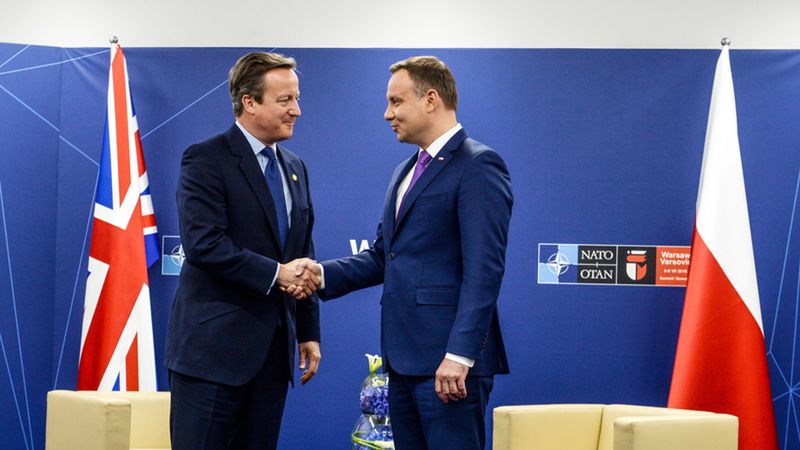 Prezydent RP Andrzej Duda oraz premier Wielkiej Brytanii David Cameron.